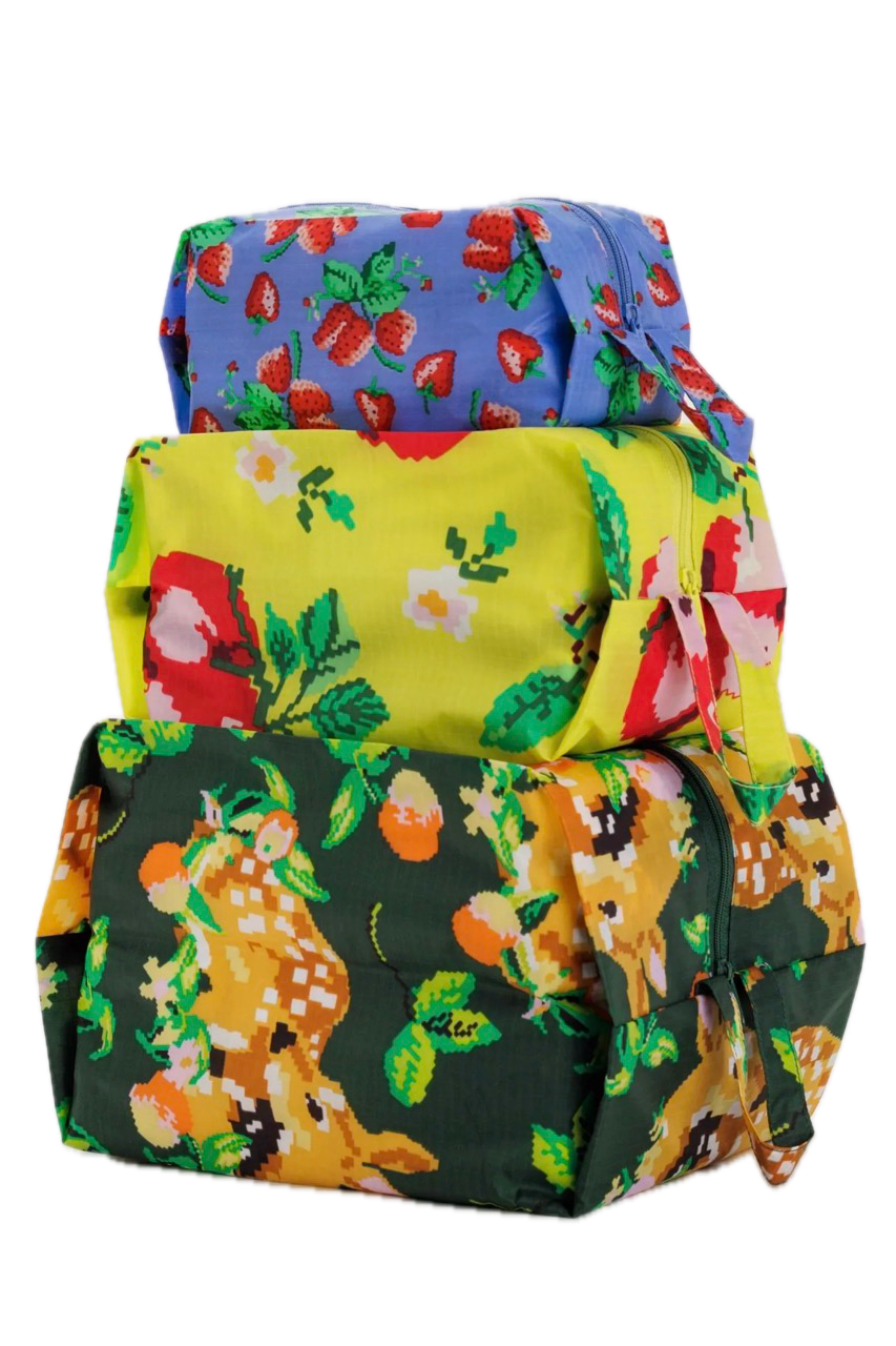 3D zip set baggu - needlepoint fruit