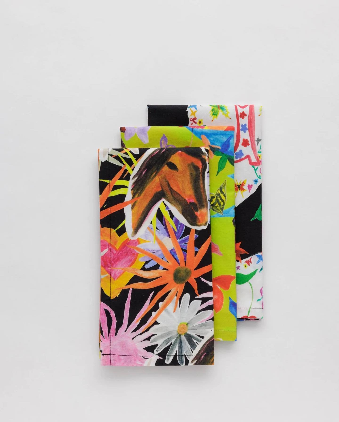 reusable cloth set baggu x jessica williams - horse collage