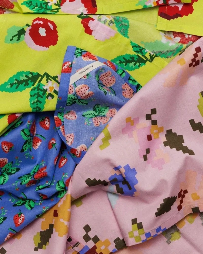 reusable cloth set baggu - needlepoint fruit