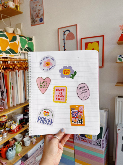 set of 14 pansy stickers (2 of each design)