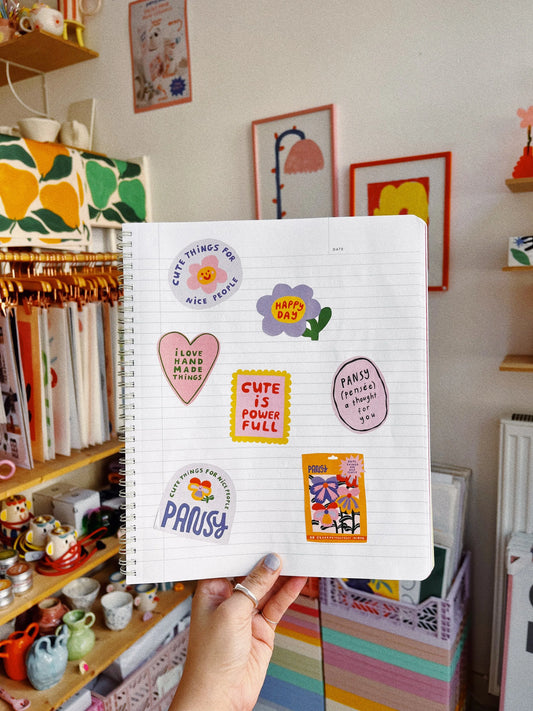 set of 14 pansy stickers (2 of each design)
