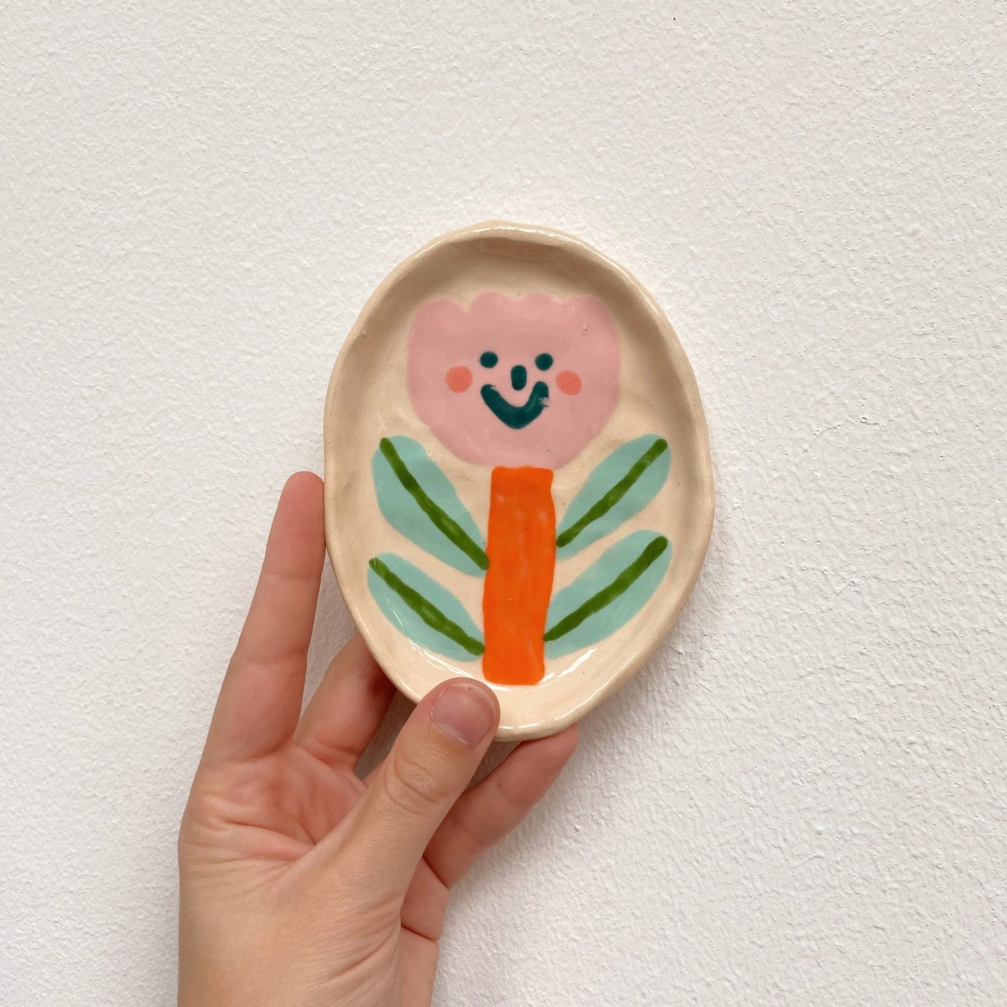 big trinket dish | pink tulip flower