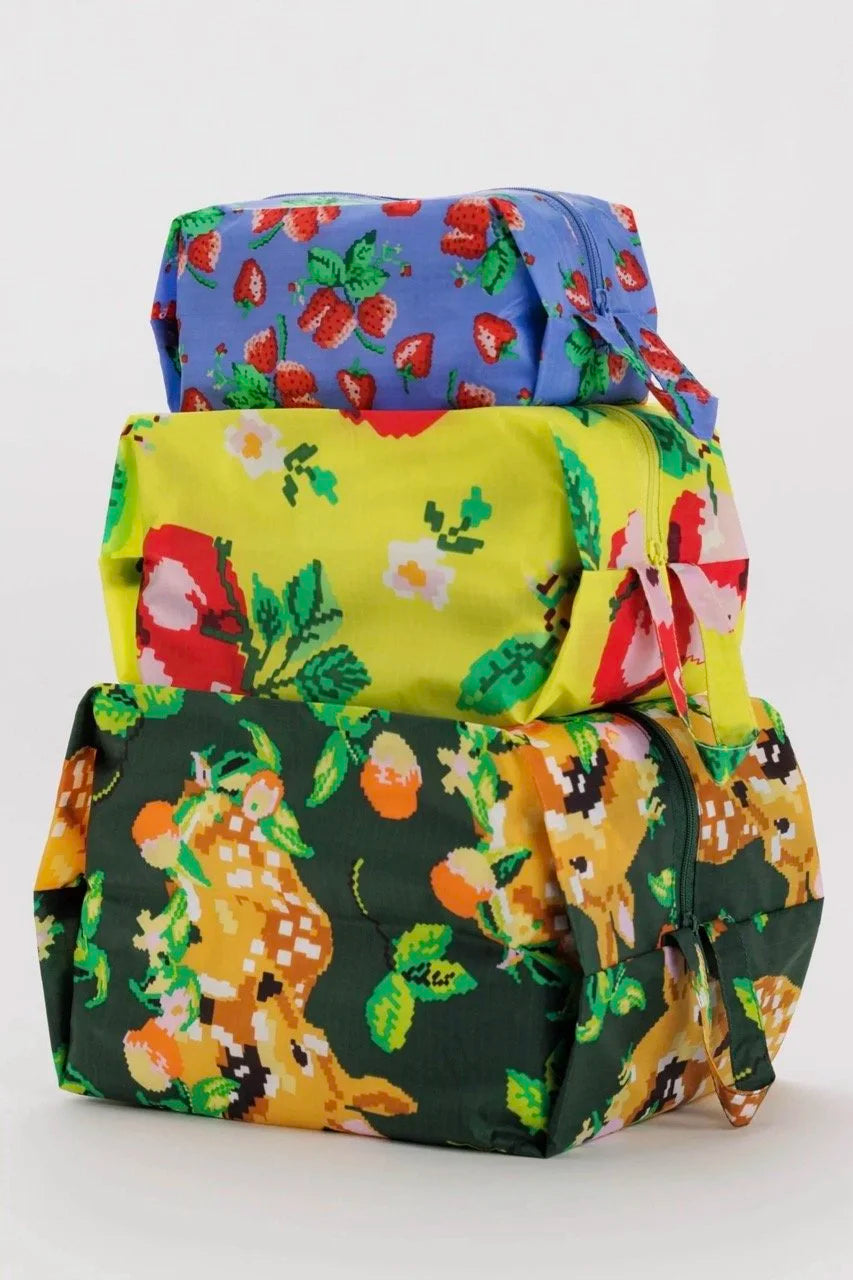 3D zip set baggu - needlepoint fruit