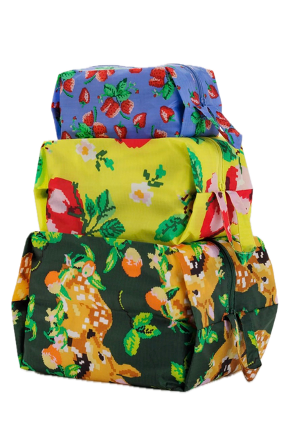 3D zip set baggu - needlepoint fruit