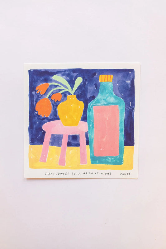 a4 square art print | sunflowers still grow at night