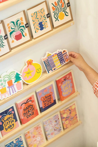 set of 6 holiday die cut greeting cards