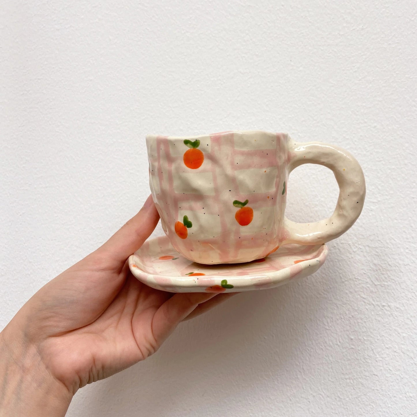 mug + dish | pink tangerine picnic
