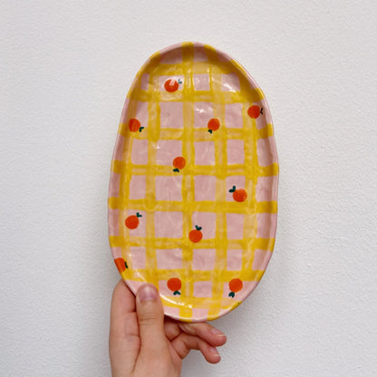 long trinket dish | orange and pink tangerines