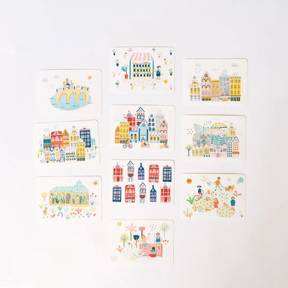 set of 10 post cards | home, rain or shine