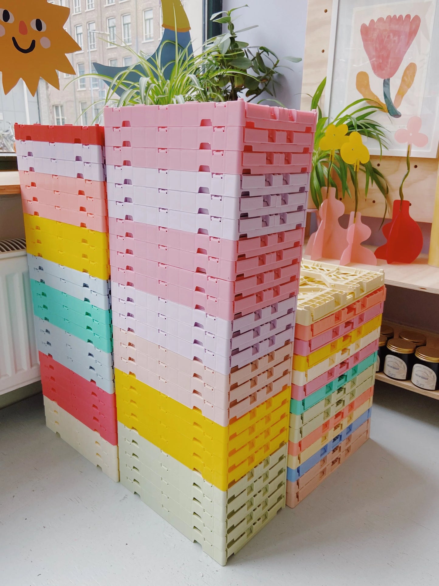 pastel plastic crates | midi size