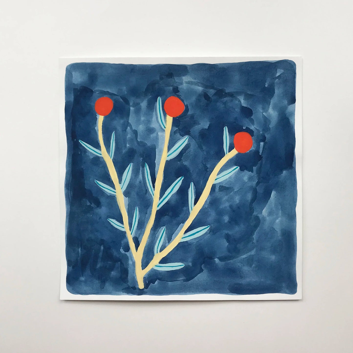 blue forest - gouache paintings | original artwork