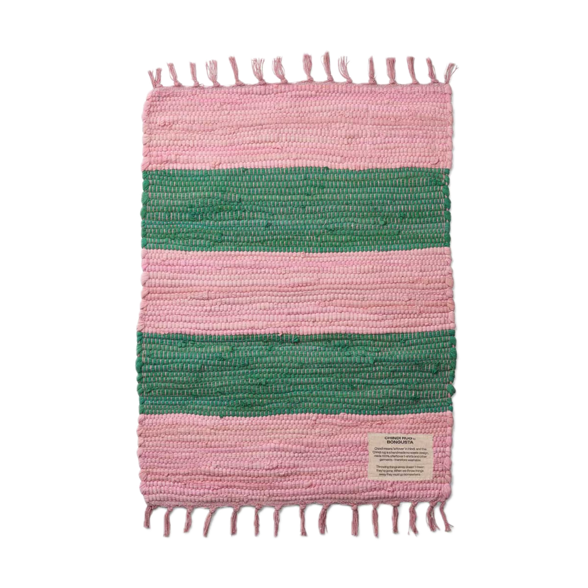 Bousta Rug bongusta - chindi rug pink & grass – Pansy