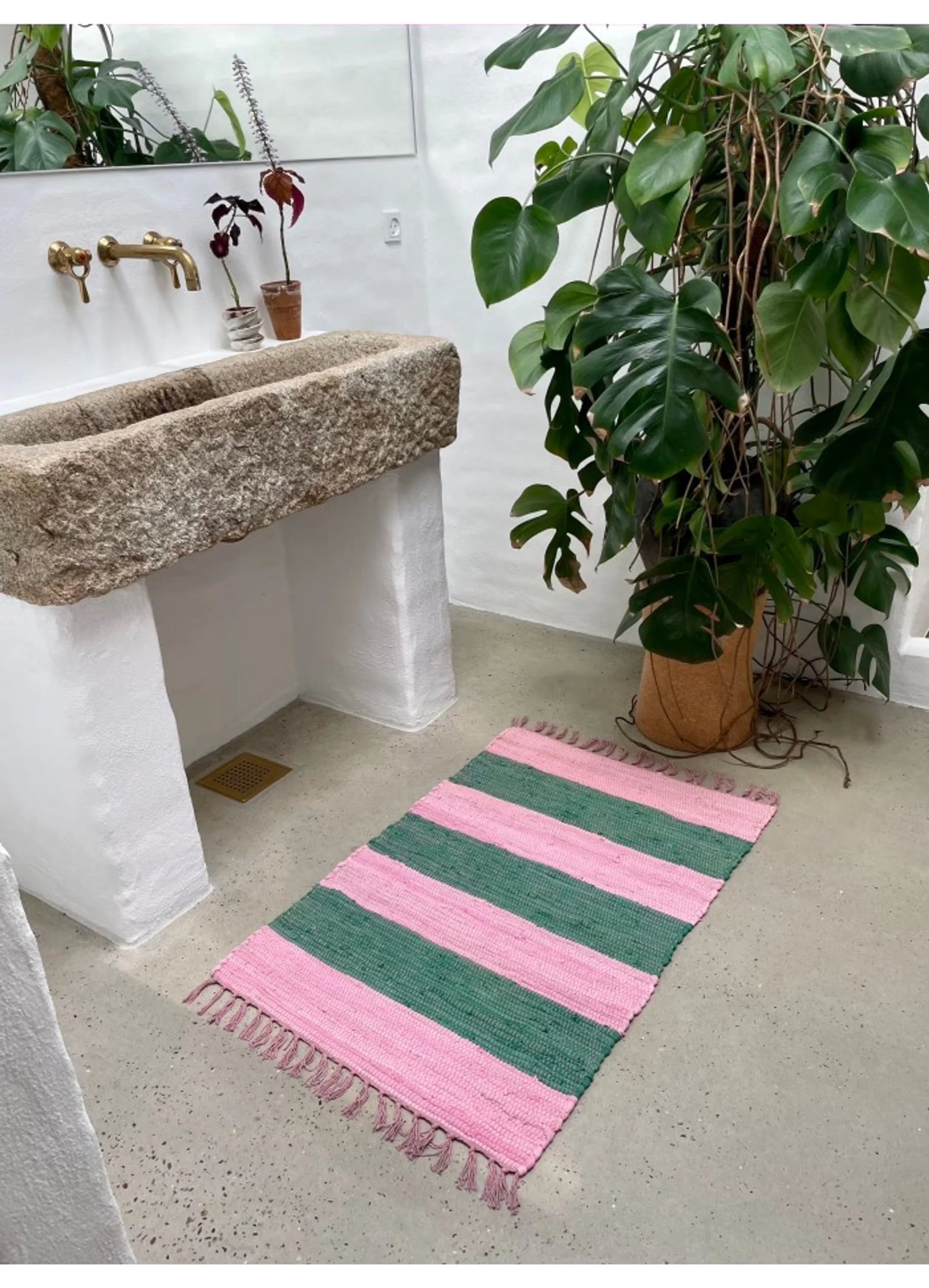 bongusta - chindi rug pink & grass