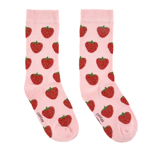 coucou suzette socks - glittery strawberry