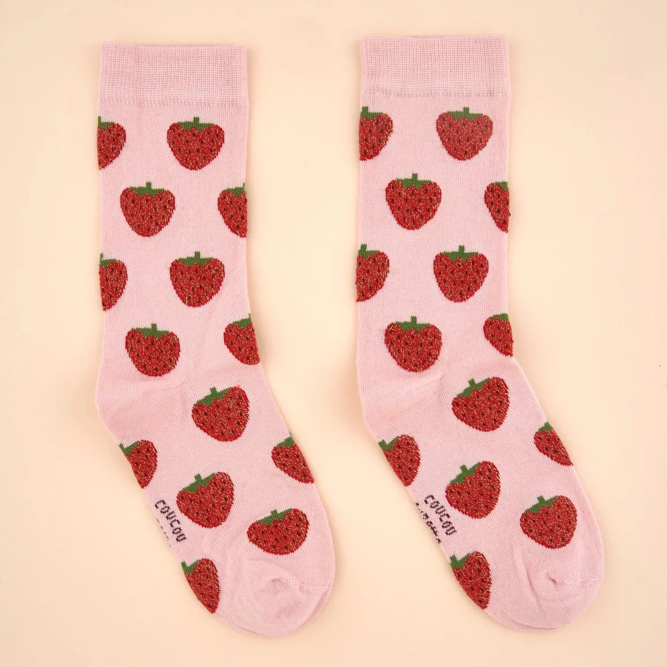 coucou suzette socks - glittery strawberry