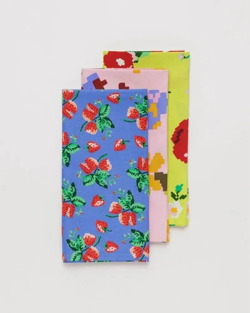 reusable cloth set baggu - needlepoint fruit