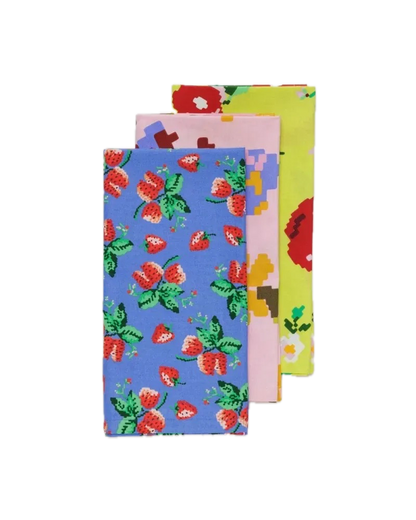 reusable cloth set baggu - needlepoint fruit