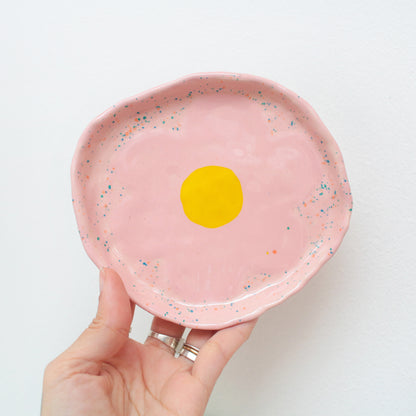 trinket dish | pink flower speckle