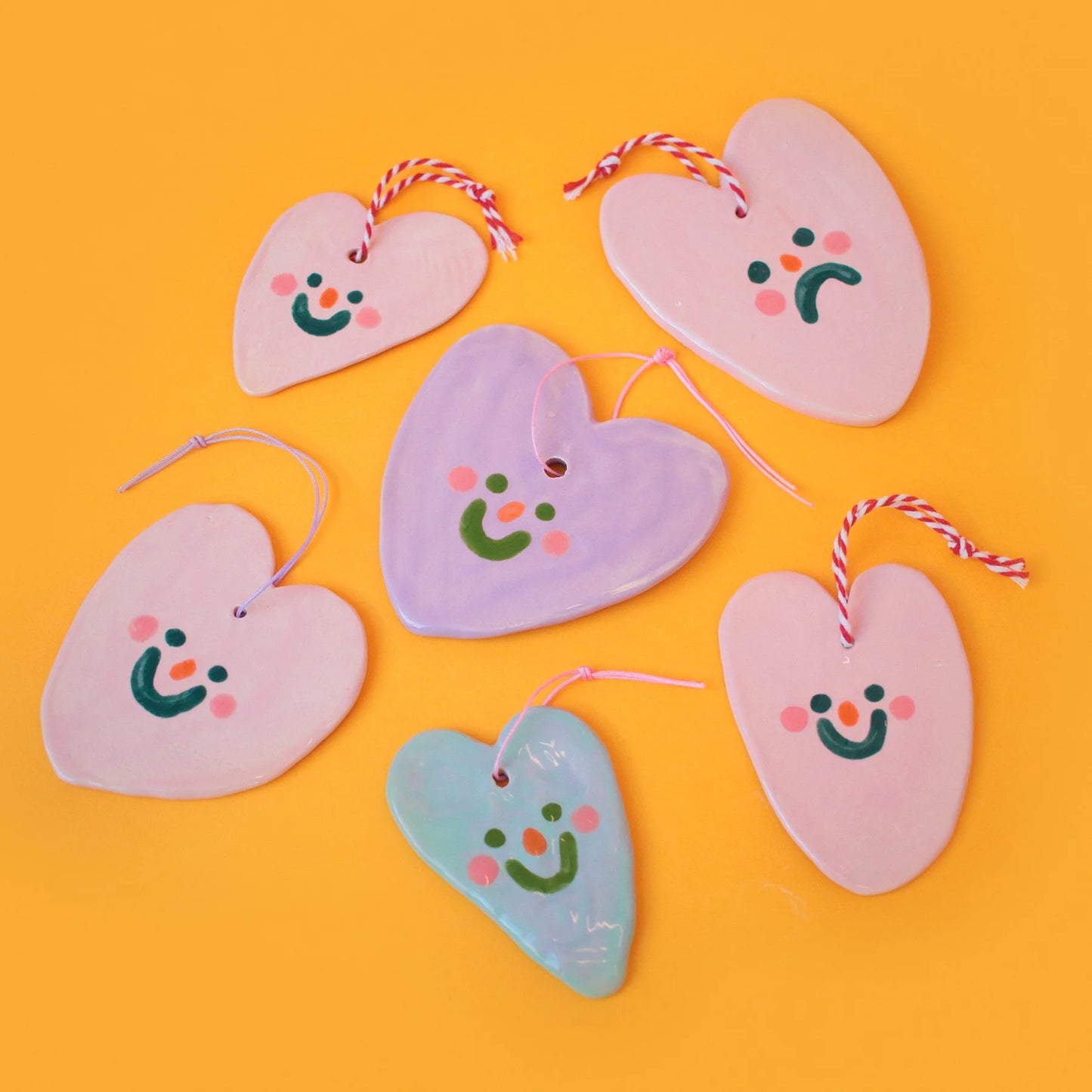 ceramic ornaments | happy little hearts