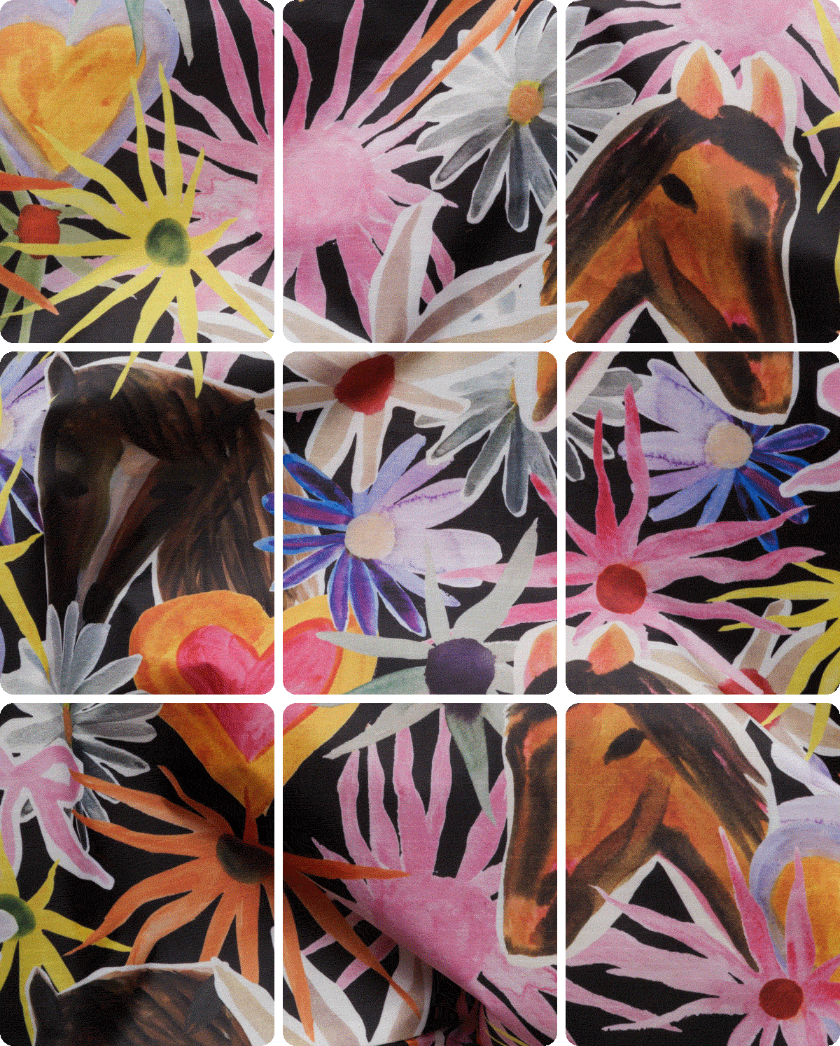 reusable cloth set baggu x jessica williams - horse collage
